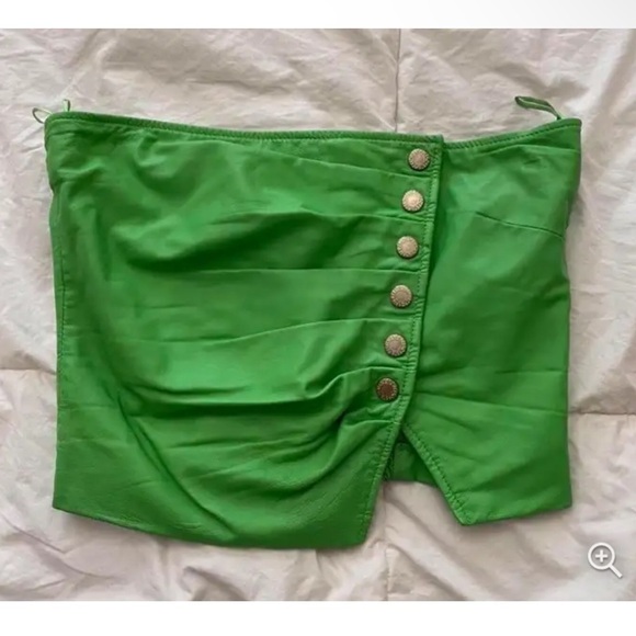 Retrofete Joelle Green Leather Strapless Bustier Size M 💚💚💚 - Picture 4 of 4